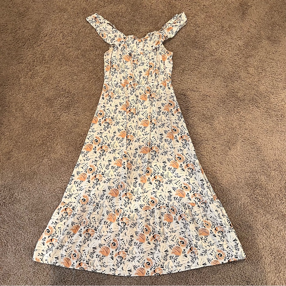 LOFT Floral Dress with Ruffle Detail